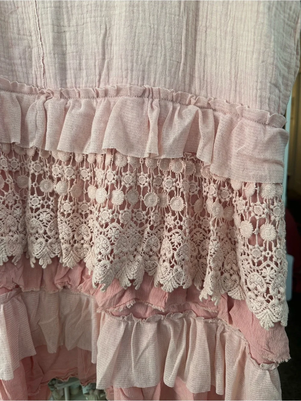 POL Dusty Blush Ruffle Tiered V-Neck Tunic - Picture 6 of 7